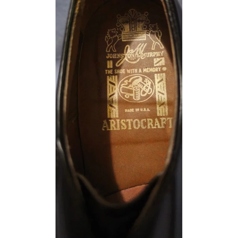Vtg Johnston & Murphy Crown Aristocraft Derby Shoes 10 D‎ US
